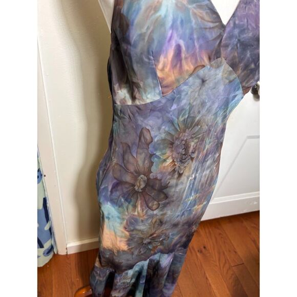 Sharon Max VTG Halter Dress Blue Witchy Whimsygoth Fairy Grunge M Phoebe Buffay - Picture 3 of 6